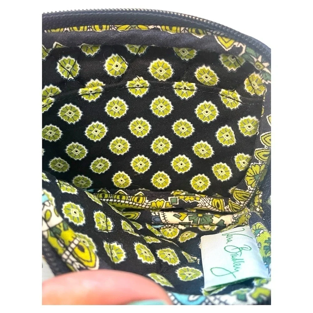 Vera Bradley Green and Blue Floral Quilted Wristlet